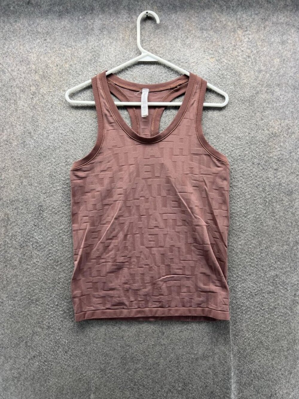 Athleta Tank Top Womens Medium Brown Scoop Neck Racerback Momentum Logo Athletic